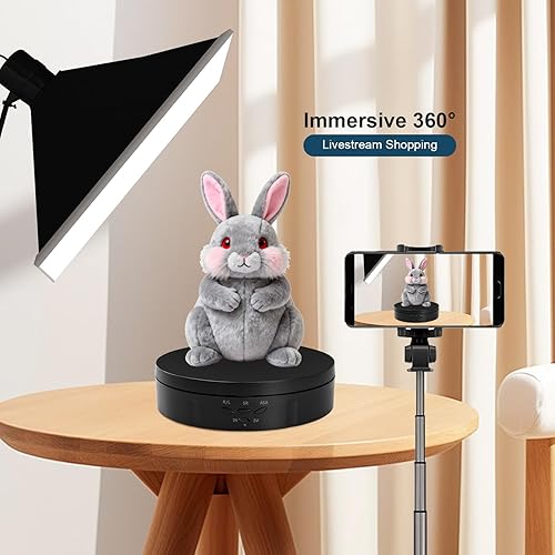 Miniatura 50 de Soporte de exhibición giratorio motorizado, carga de 5 pulgadas/11 libras, plataforma giratoria de 360° para relojes de joyería, modelos 3D, pastel