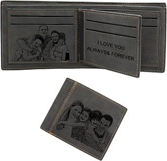 Photo Wallet, Personalized Photo Wallet, Custom Engraved Wallets for Men Personalized Gifts