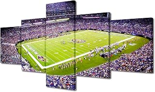 American Decor M&T Bank Stadium Sports Pictures Football Paintings 5 Panel Canvas Wall Art American Soccer Team Artwork Home Wall Decor for Living Room Bedroom Giclee Framed Ready to Hang (50"Wx24"H)