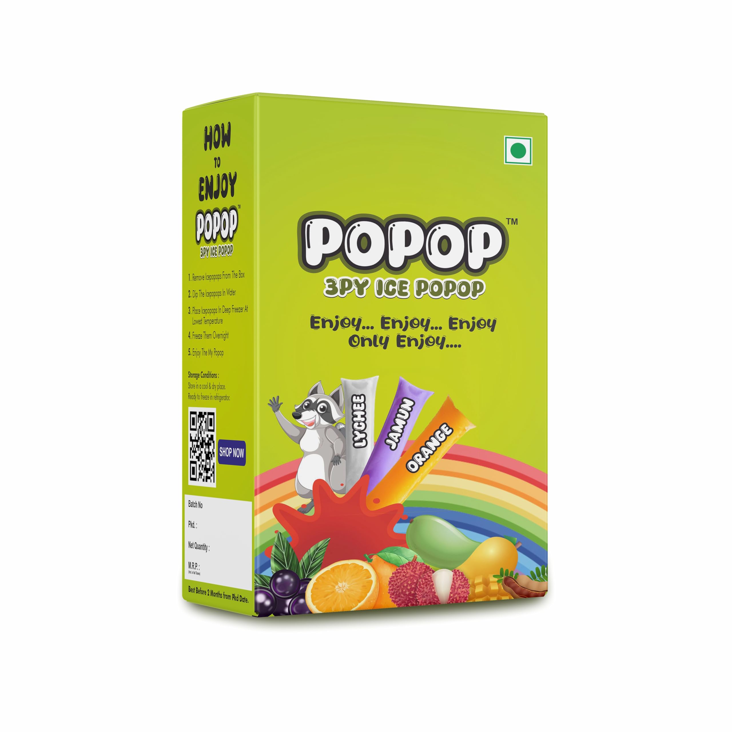 POPOP 3Ply Ice Popop, Natural Flavors (Lychee, jambu,orange