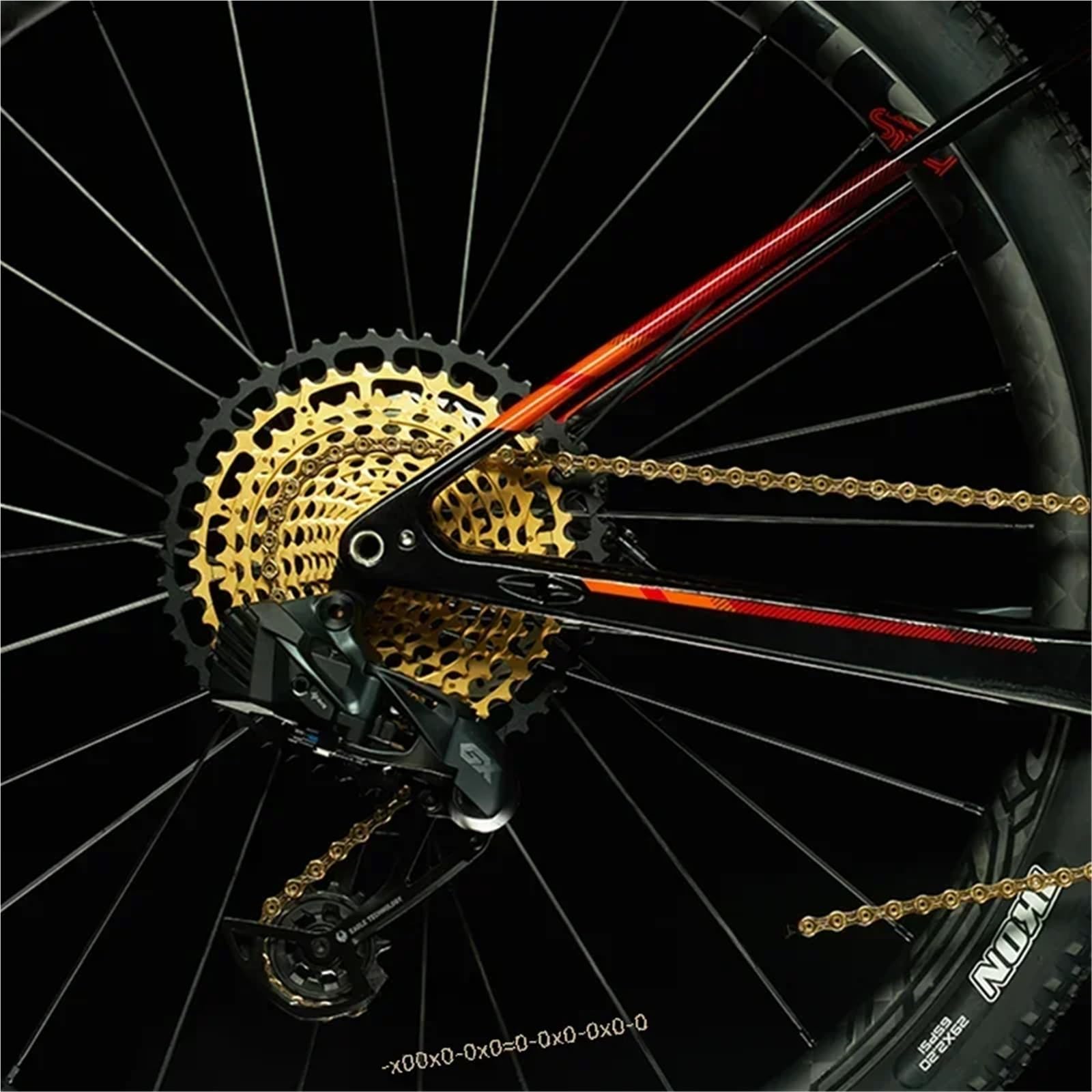 Chaîne de vélo 12 vitesses avec revêtement diamant, for VTT, vélo de route ultraléger et accessoires.(12V GOLD)