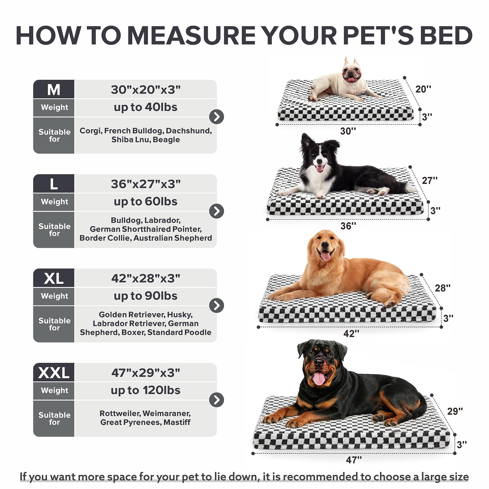 JOEJOY Cama para perros grandes, cama ortopédica grande para perros con funda extraíble lavable, bonita cama moderna de felpa y espuma viscoelástica para perro, 30 x 20 pulgadas, color gris