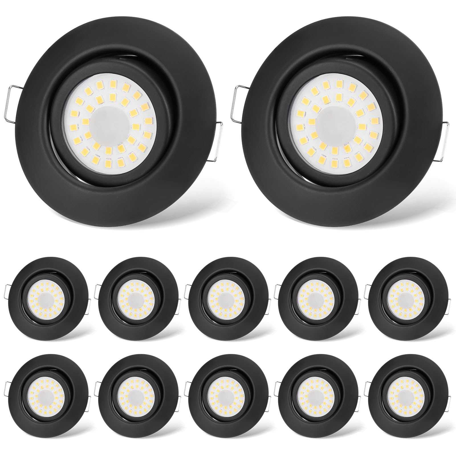 cloksh LED Einbaustrahler 230V Flach Dimmbar LED Spots 6W IP44 Bad Einbauleuchten Schwarz Deckenspots Deckenstrahler,Warmweiß 3000K Schwenkbar Einbauspots für Badezimmer Küche Wohnzimmer,12er Set