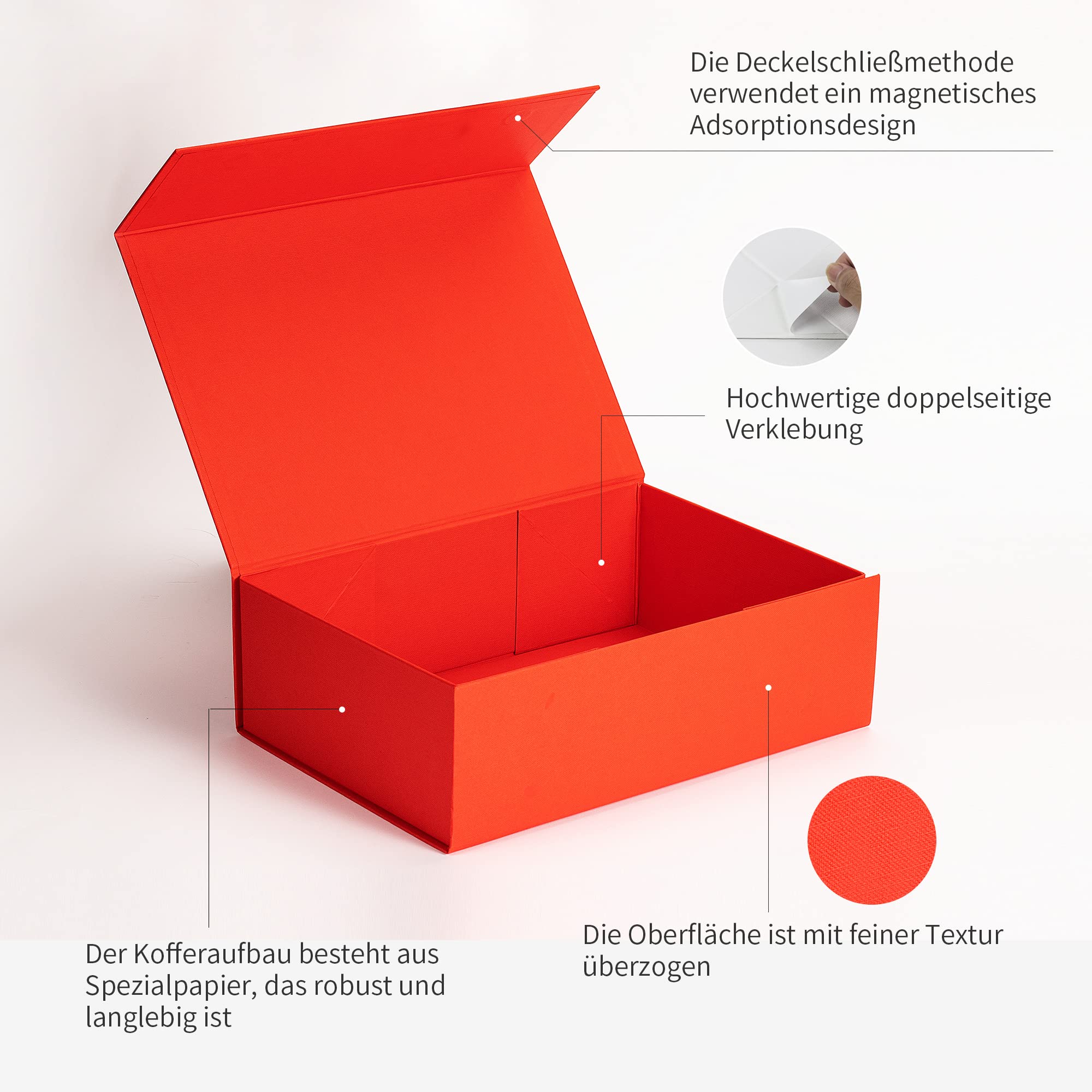 ADEL DREAM Geschenkbox, faltende Geschenkbox, Kleidung Geschenkbox, Kleidung Geschenkbox (10 stück, groß Rot)