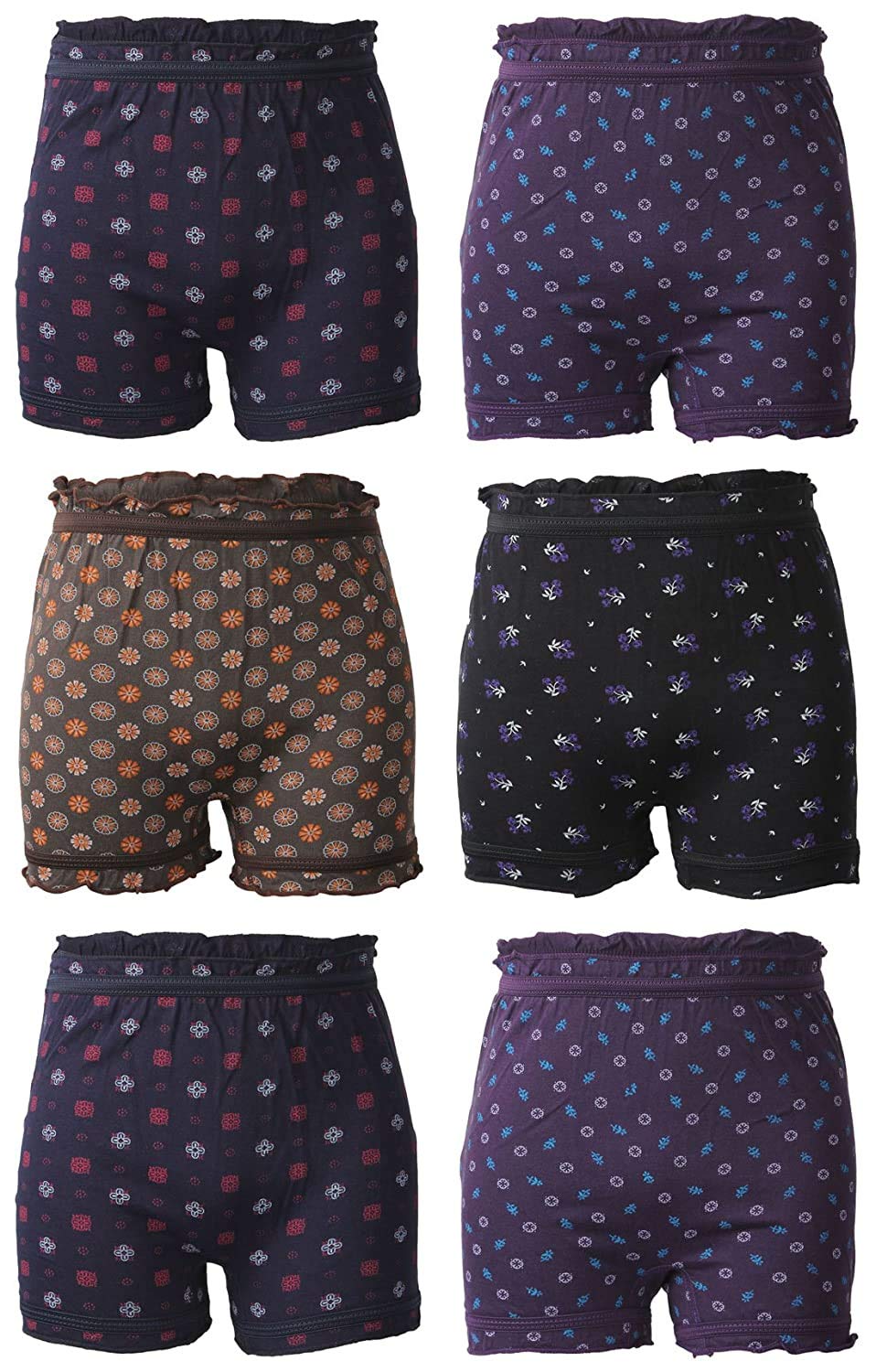 BODYCAREGirls Printed Cotton Bloomers (Multicolour, 14-15 years) - 6 Pieces