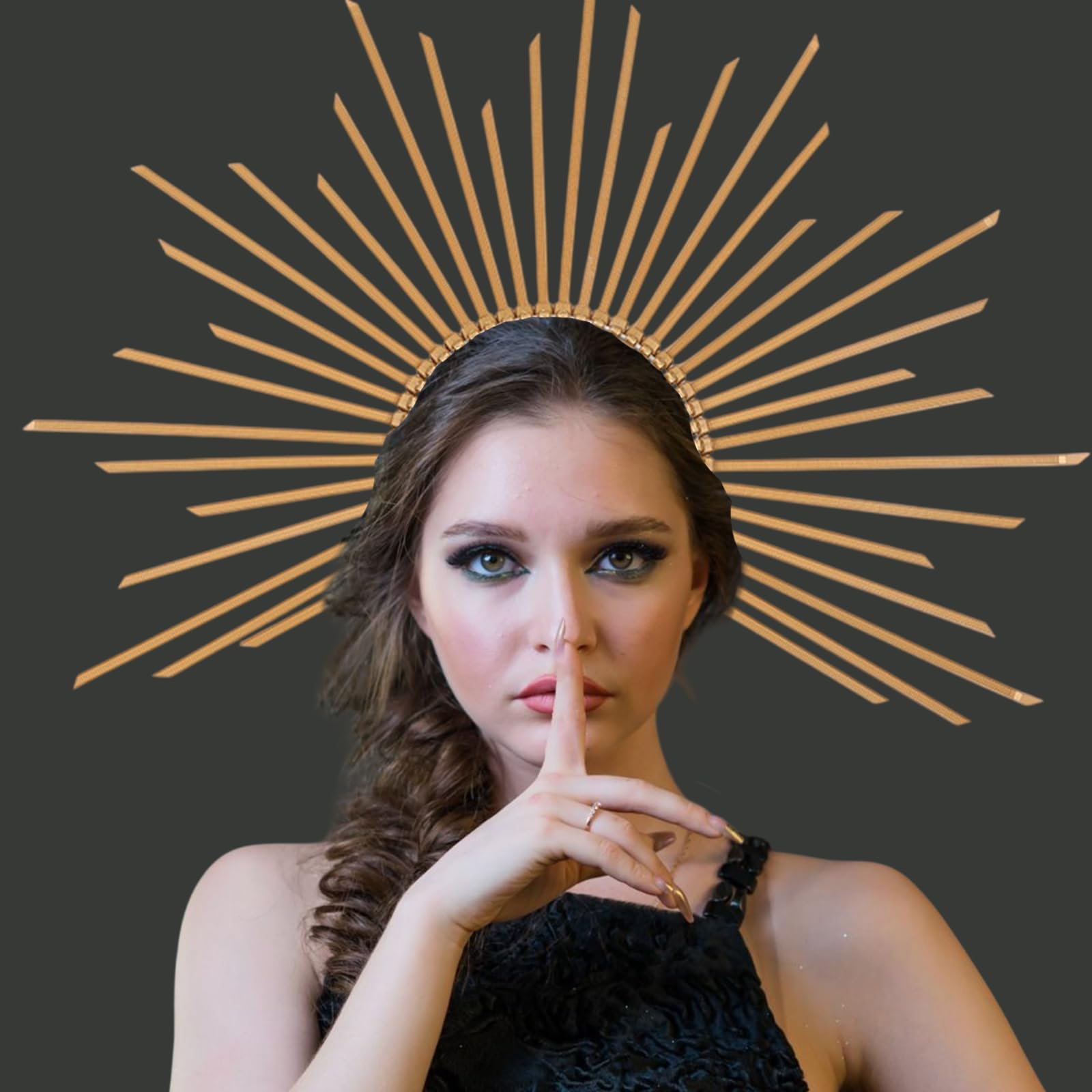 Golden Halo Sun Headband Flower Goddess Crown for Women's Cosplay Halloween Mardi Gras Party Wedding Decoration Costume Accessories