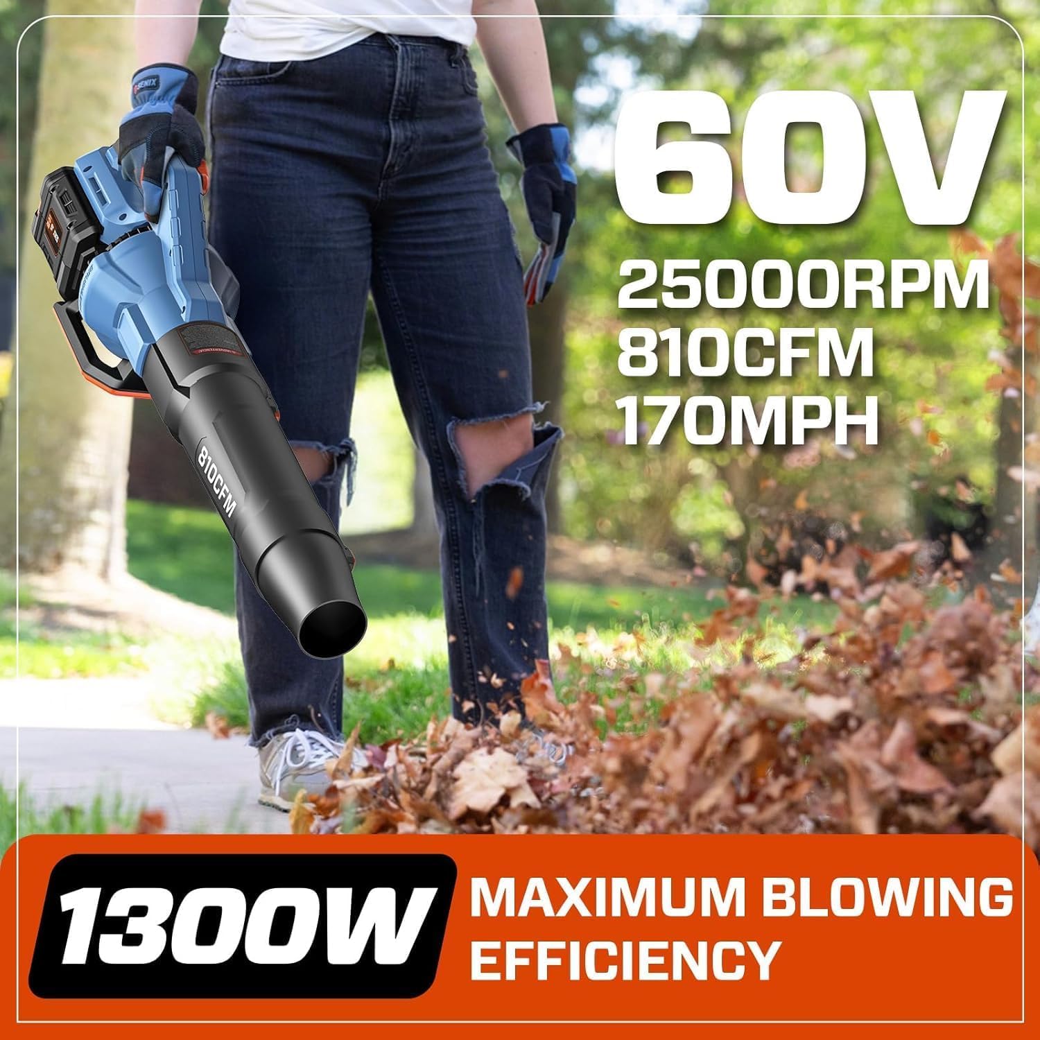 SENIX 22-Inch 26.5 cc 4-Cycle Gas Hedge Trimmer, 20-Inch 144 cc 4-Cycle Gas Lawn Mower and 60V Cordless Leaf Blower Kit