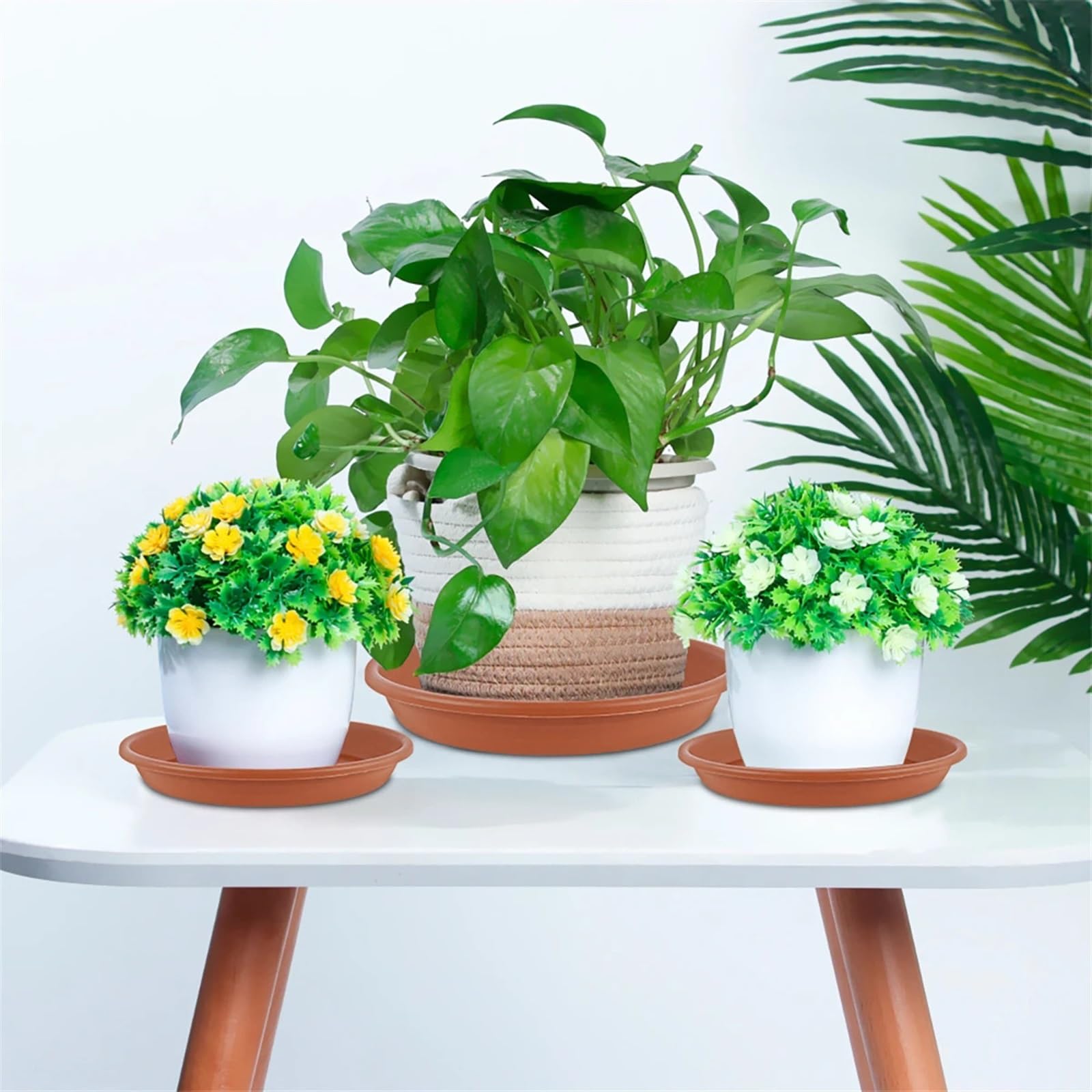 Juego de 5 platillos for plantas, redondos, con goteo, bandejas de PP más gruesas for plantas, macetas for interiores y exteriores, suministros for el jardín del hogar Bandeja Para Macetas(5Pcs Brown