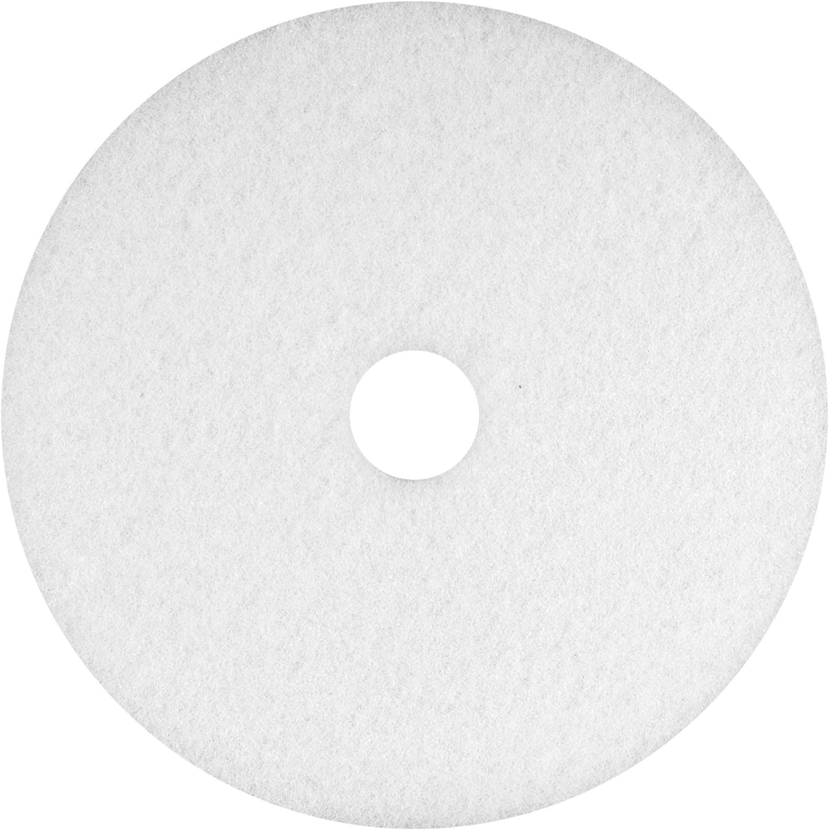 Americo White Super Polish Floor Pad, 15" Diameter, 3.25" Center Hole, 5 Pads/Case, Machine Floor Pads for Polishing Dry Floors, Made of 100% Recycled Content, USA Made