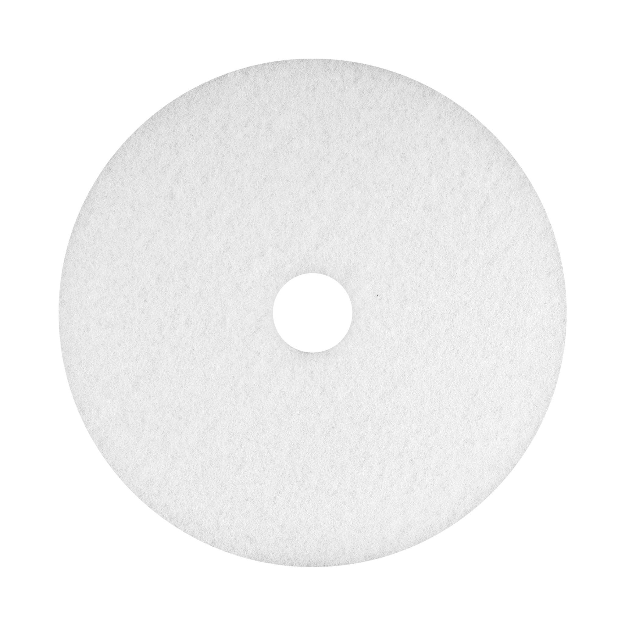 Americo White Super Polish Floor Pad, 15" Diameter, 3.25" Center Hole, 5 Pads/Case, Machine Floor Pads for Polishing Dry Floors, Made of 100% Recycled Content, USA Made