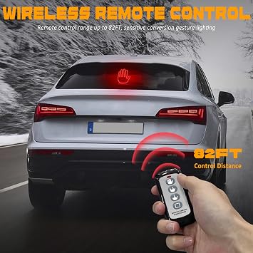 DIBMS Hand Gesture Light with Remote, Red LED Finger Funny Window Sign Light Accessories for Car Truck (Red)
