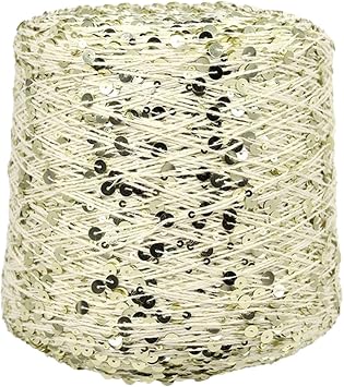 50g Cotton Yarn with Sequins, Glitter Sequined Thread for Knitting Crochet Hand Needle Work - 140 Meters
