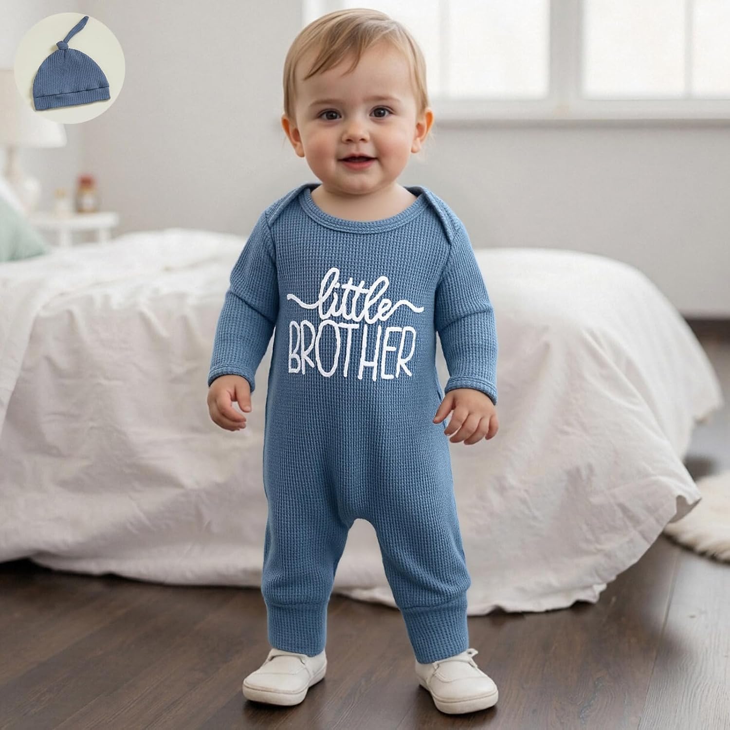 allshope Newborn Baby Boy Fall Outfit Romper Mama Mini Embroidery Long Sleeve Crew Neck Jumpsuit Bodysuit Infant Clothes - Image 2