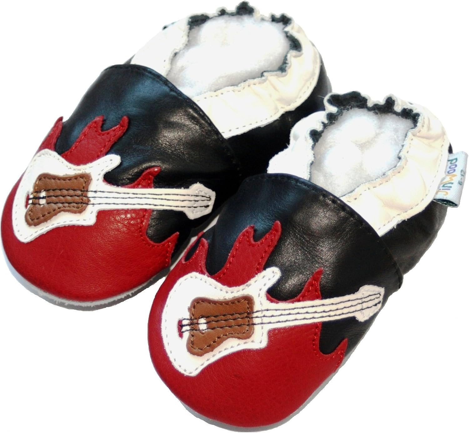 Jinwood Leather Soft Sole Baby Shoes Boys Girls Shoes Infant Children Kid Toddler Crib First Walk Gift Guitar Black 0-3Y