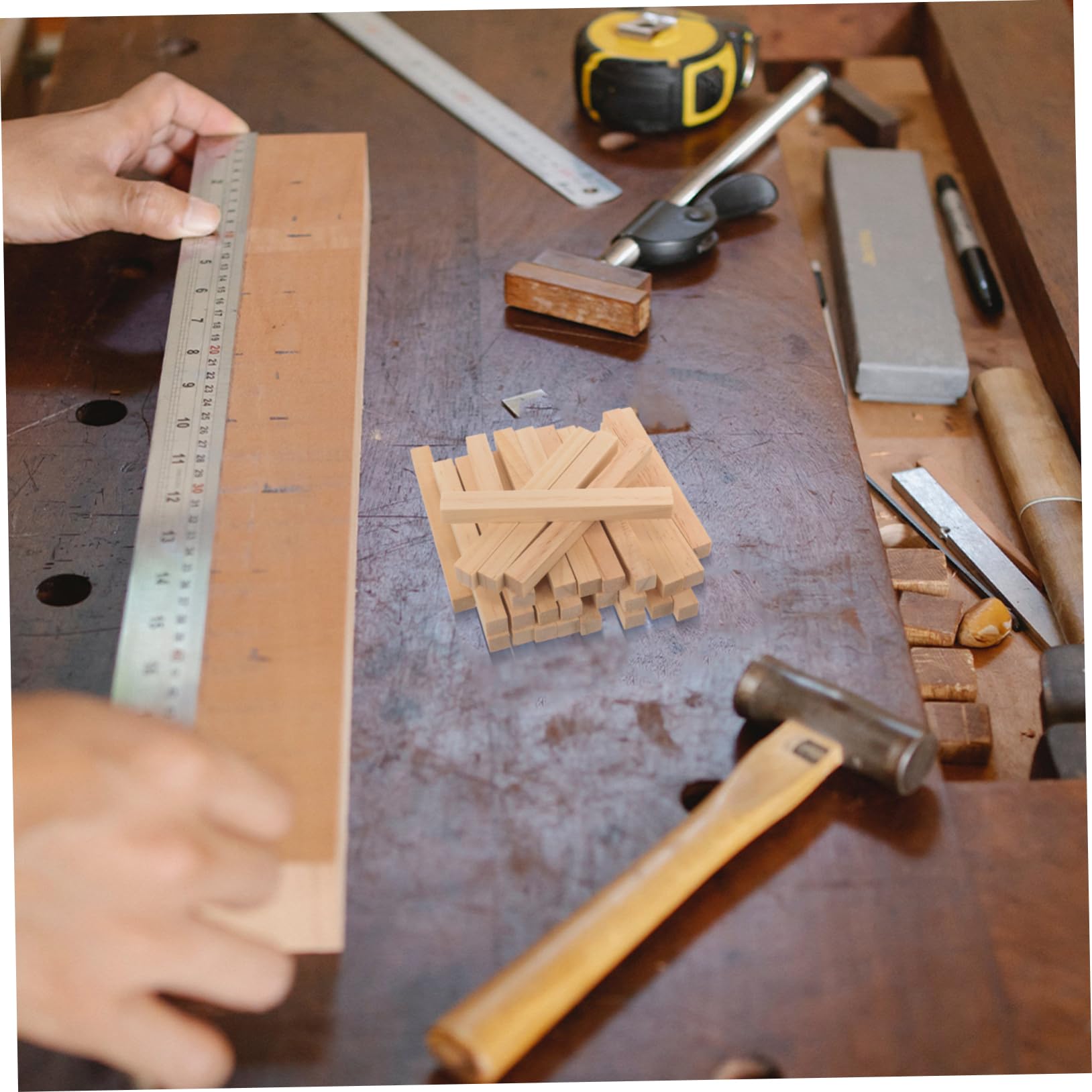 DOITOOL 4 Sätze Holzstangenmodellmaterial Unfertige Dübelstangen Jumbo Handwerk Basteln Unfertige Hartholzstöcke Unfertiger Holzstab Übung Dübelstange Kleine Dübel Kiefernholz 30 Stück * 4