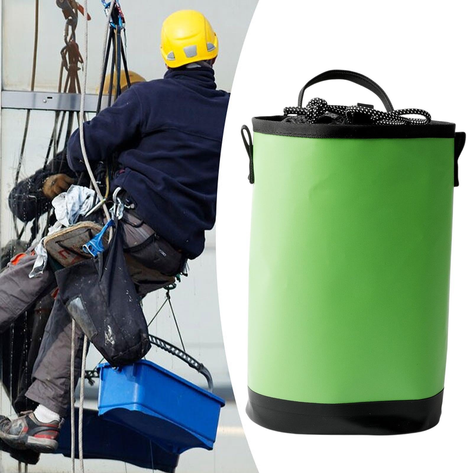 QSTDGVPW Climbing Rope Bag Tool Storage Bag Hiking Waterproof Construction Caving Mountaineering Drawstring Pouch Rope Organizer, Green