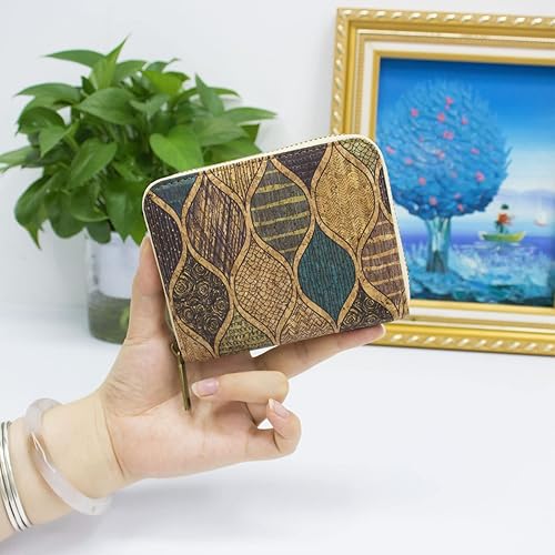 Miniatura 3 de boshiho Cartera de corcho vegano, diseño delgado de cremallera con tarjetero y bolsillo para monedas, regalo vegano ecológico
