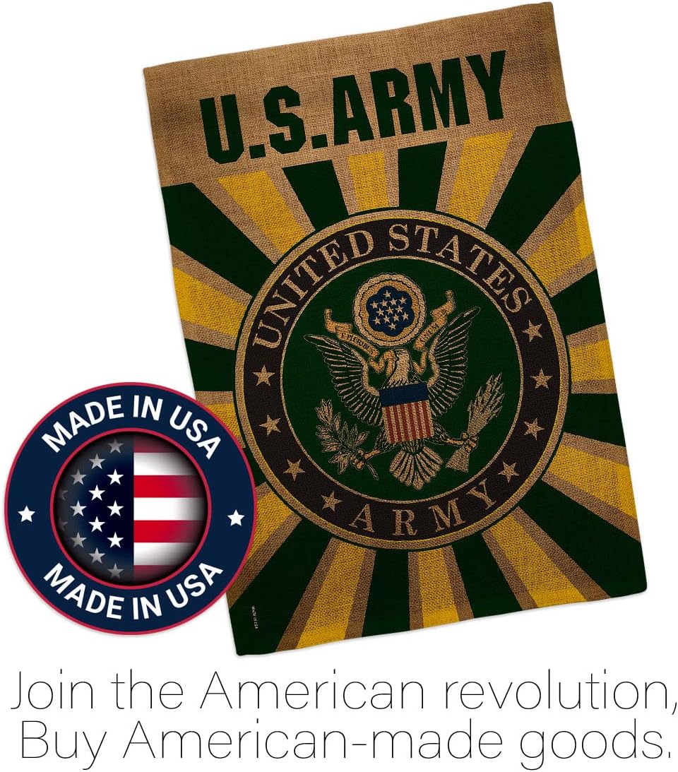 Army Burlap Garden Flag - Set Wall Hanger Armed Forces Rangers United State American Military Veteran Retire Official - House Decoration Banner Small Yard Gift Double-Sided Made in USA 13 X 18.5