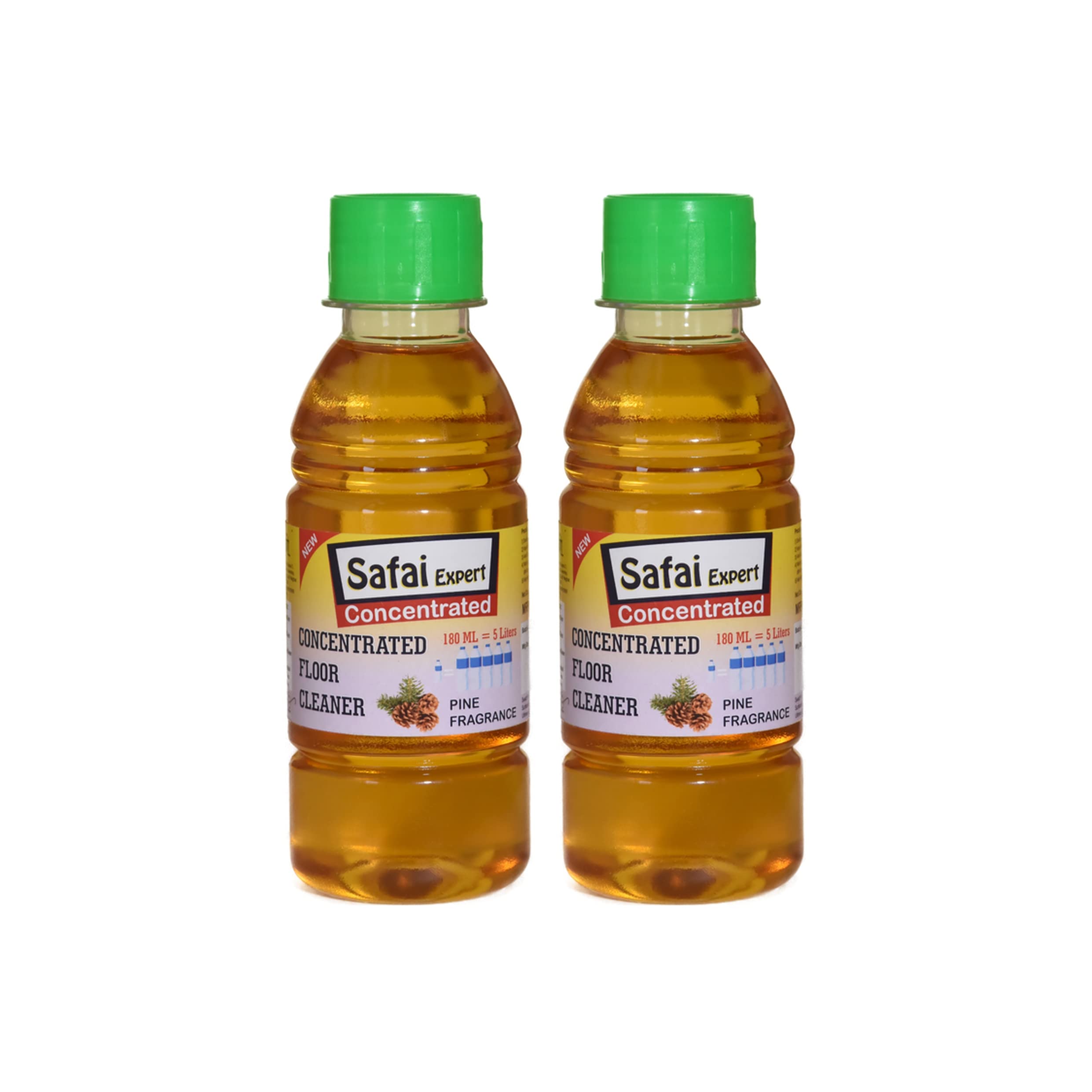 Safai Expert White Floor Cleaner Phenyl Concentrate, Pine Oil, Perfumed Based Concentrate 180 ML makes 4 Litres of Premium White Phenyl (PINE, PACK OF 2 (360 ML))