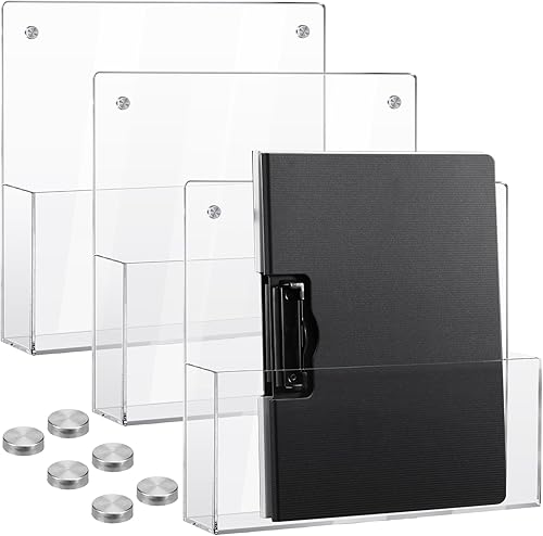 3 piezas de acrílico transparente soporte de pared para archivos de pared colgante de bolsillo de pared acrílico organizador de archivos de pared disponible en Yaxa Peru