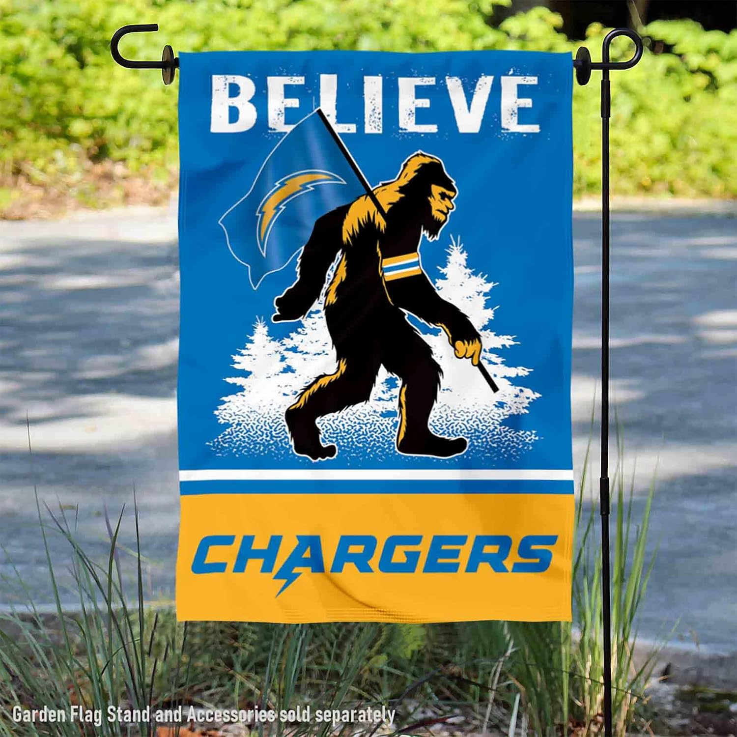 WinCraft Los Angeles Chargers Bigfoot Sasquatch Believe Yard Garden Banner Flag