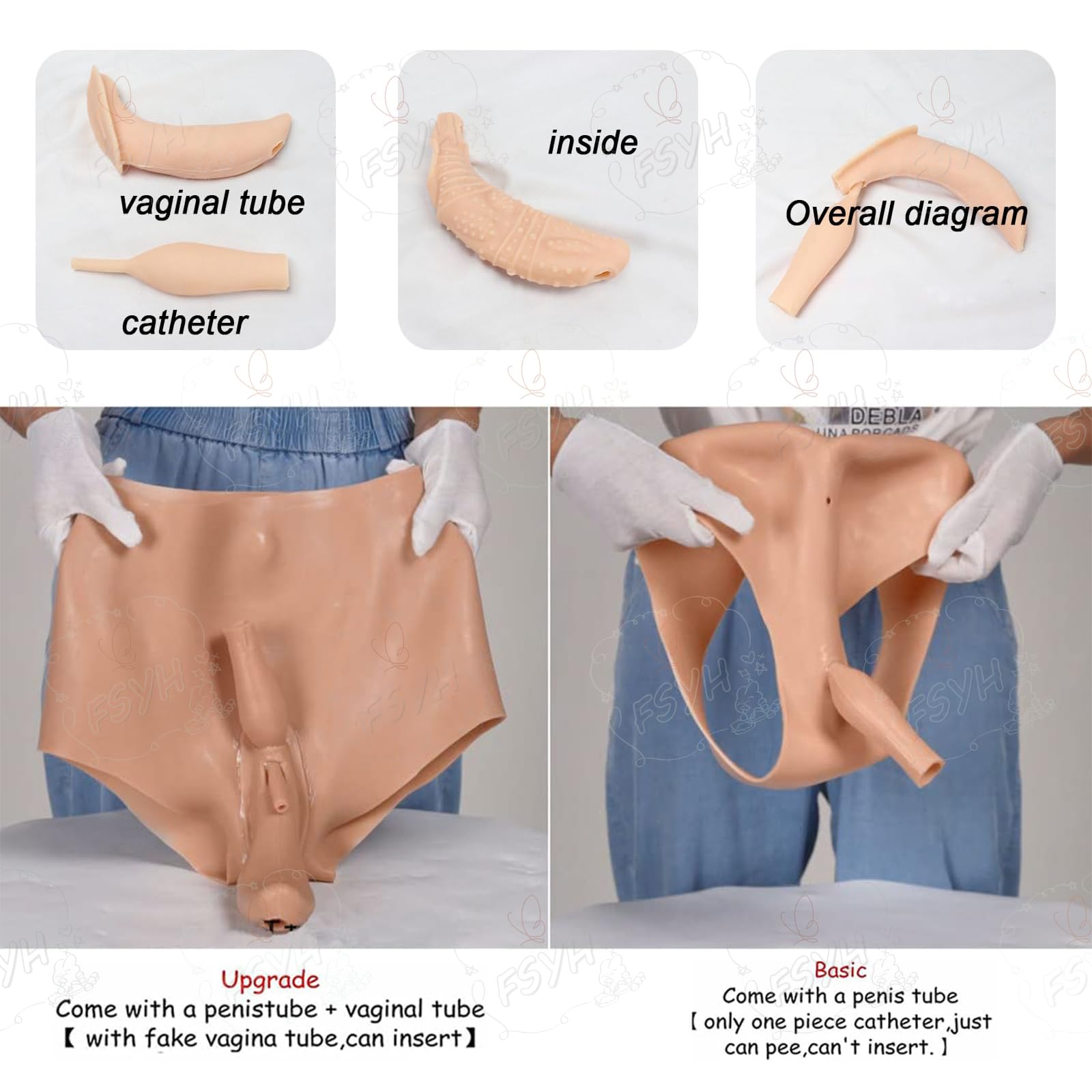 FSYH Culotte vaginale en Silicone transgenre Short Triangulaire insérable Sissy cachant Un sous-vêtement Gaff pour vêtements de Crossdresser