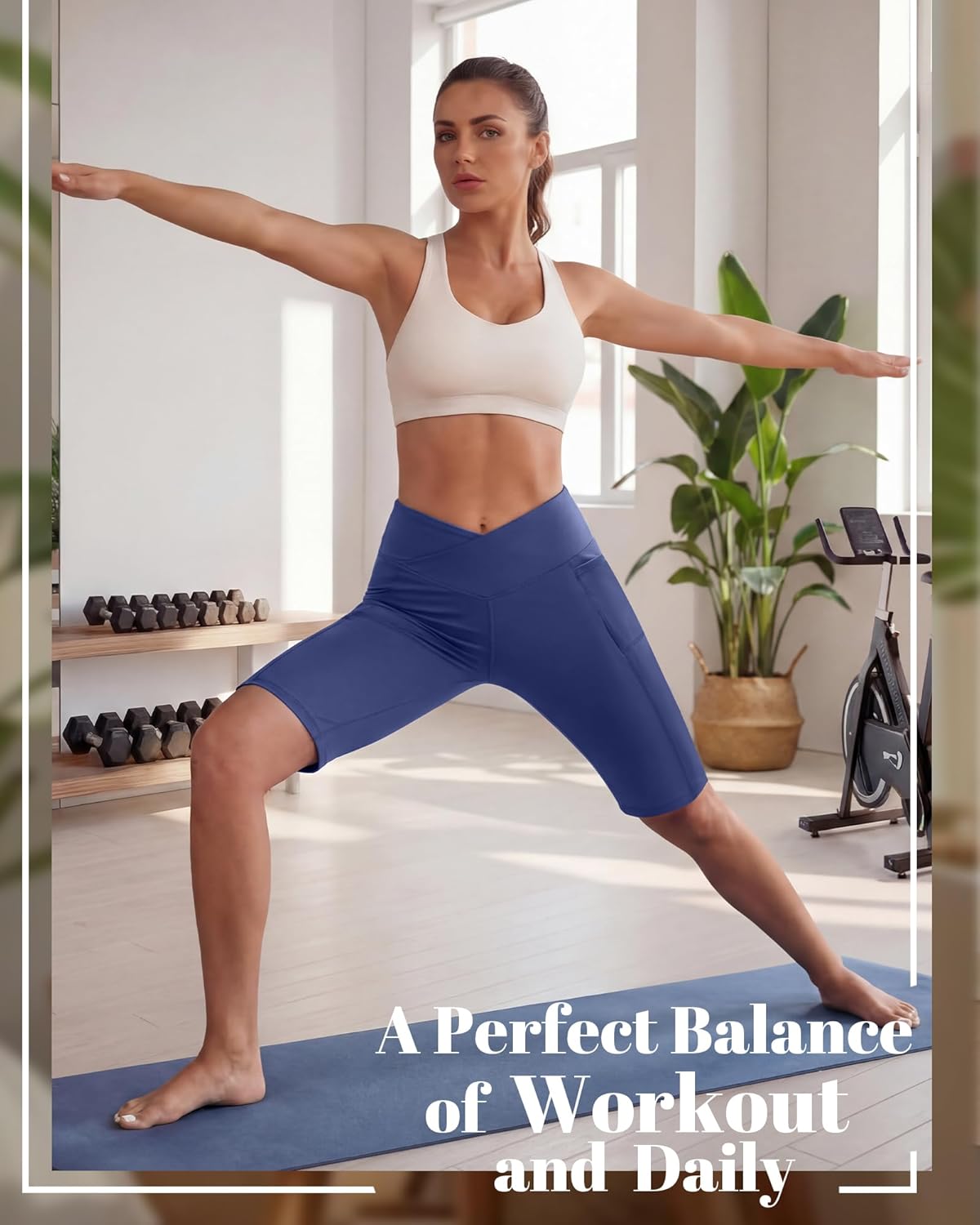 Coume 3 Pack Womens Bermuda Long Shorts High Waisted Knee Length Stretch Athletic Shorts with Pockets for Summer Workout