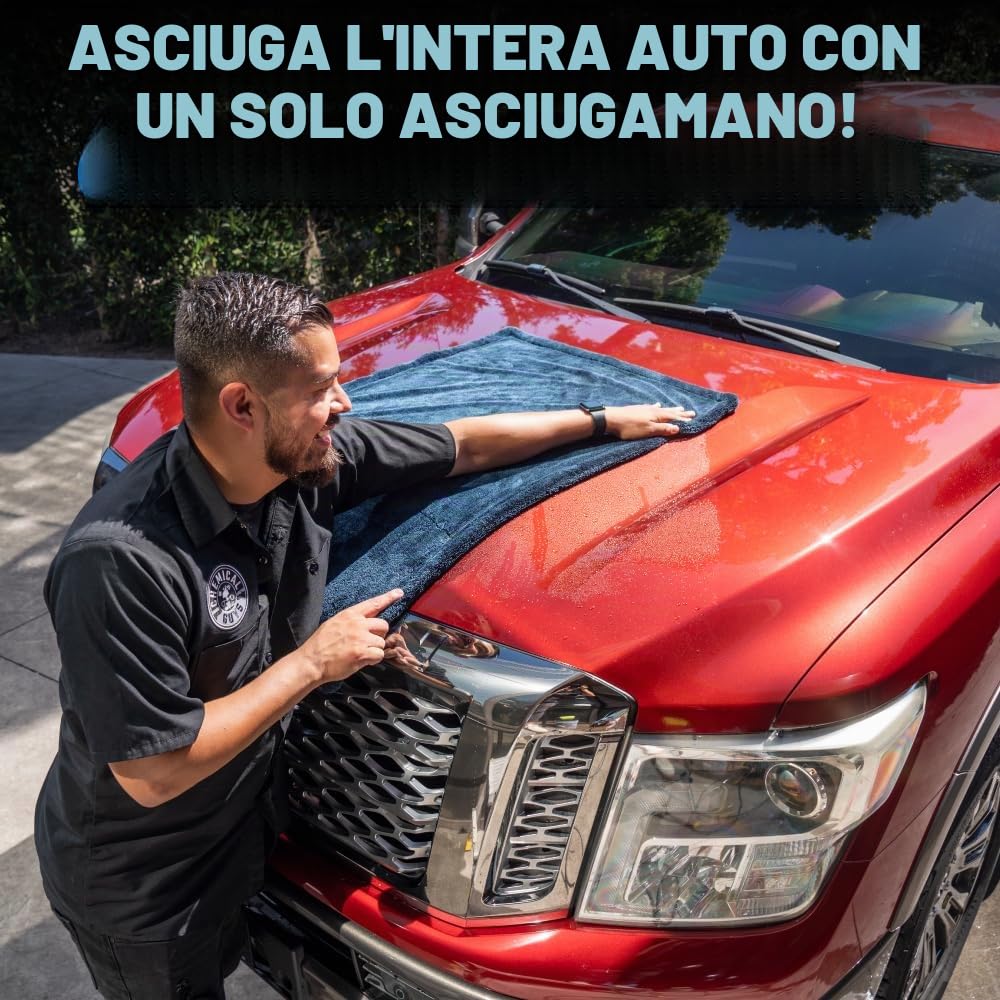 Chemical Guys, Megalodon, asciugamano in microfibra con tecnologia ad anello intrecciato (super peluche per auto, camion, SUV, camper e altro), 61 x 91,4 cm, blu scuro - MIC531