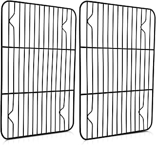 Cooling Baking Rack Set of 2, E-far 11.7” x 9” Non-stick Wire Racks for Oven Cooking Roasting Grilling Cookie Cake Bacon Meat Resting, Non-toxic & Easy to Clean