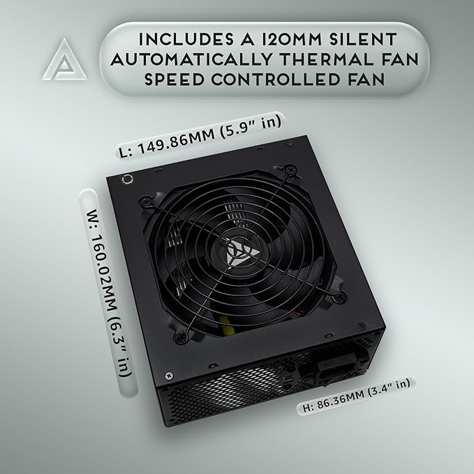 Fuente de Poder Apevia Spirit 600W ATX 120mm miniatura 5