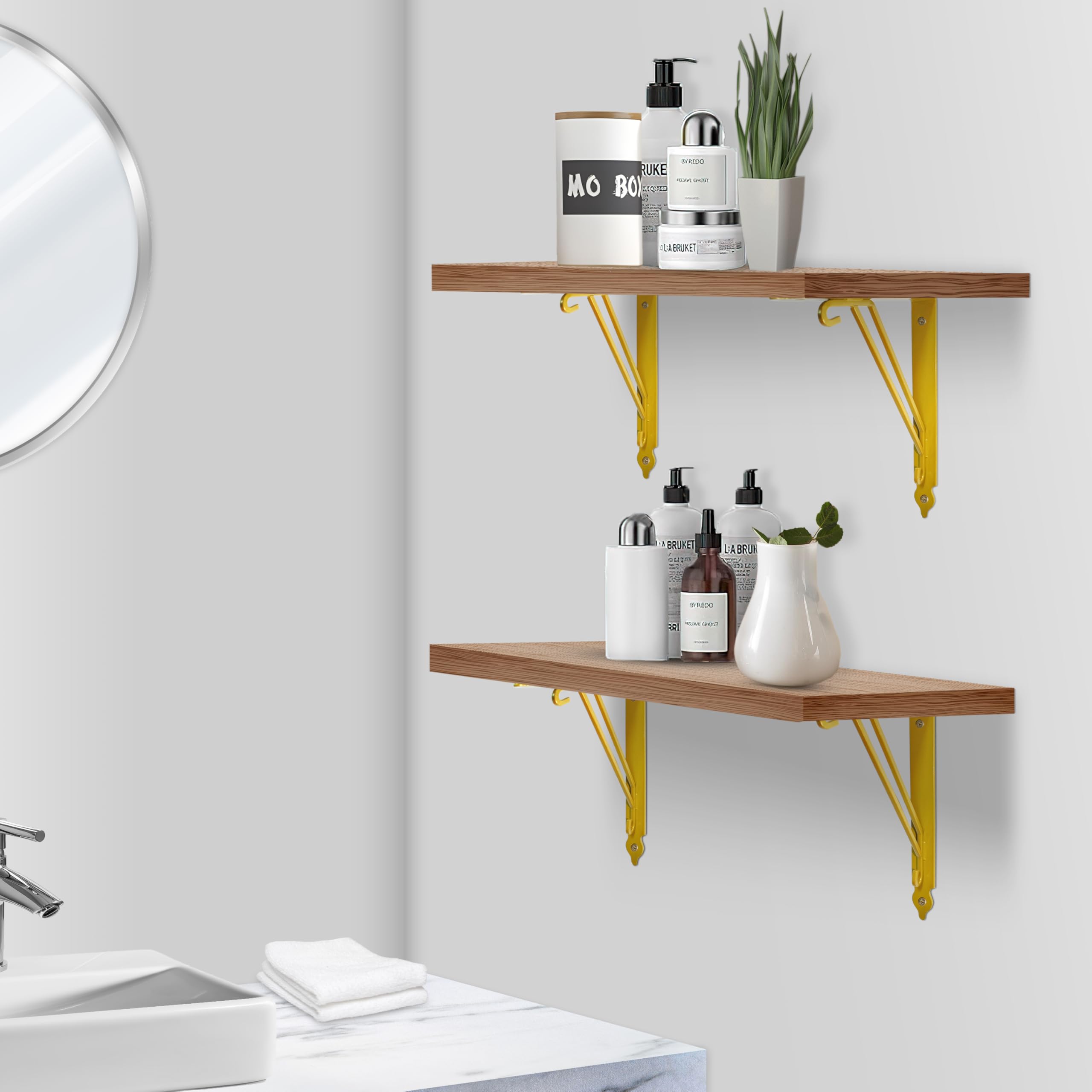 Z METNAL Gold Shelf Brackets, Triangle Shelving Brackets - Image 3