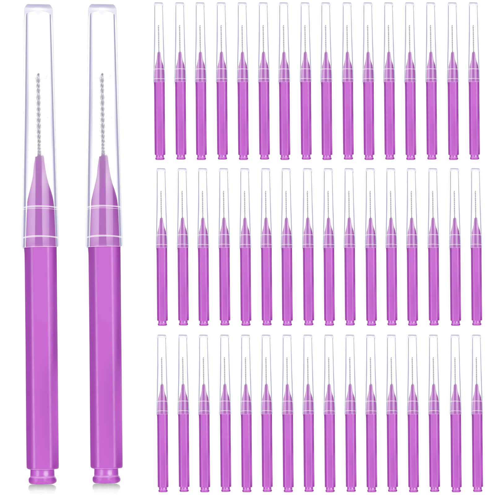 Patelai 50 Pcs Interdental Brushes Braces,Purple