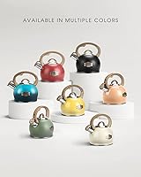 Vista 7 de Hervidor de Té para Estufa, Negro - Hervidores de Té de 2.1 Quart con Silbato Fuerte para Estufa, Acero Inoxidable de Grado Alimentario con Mango