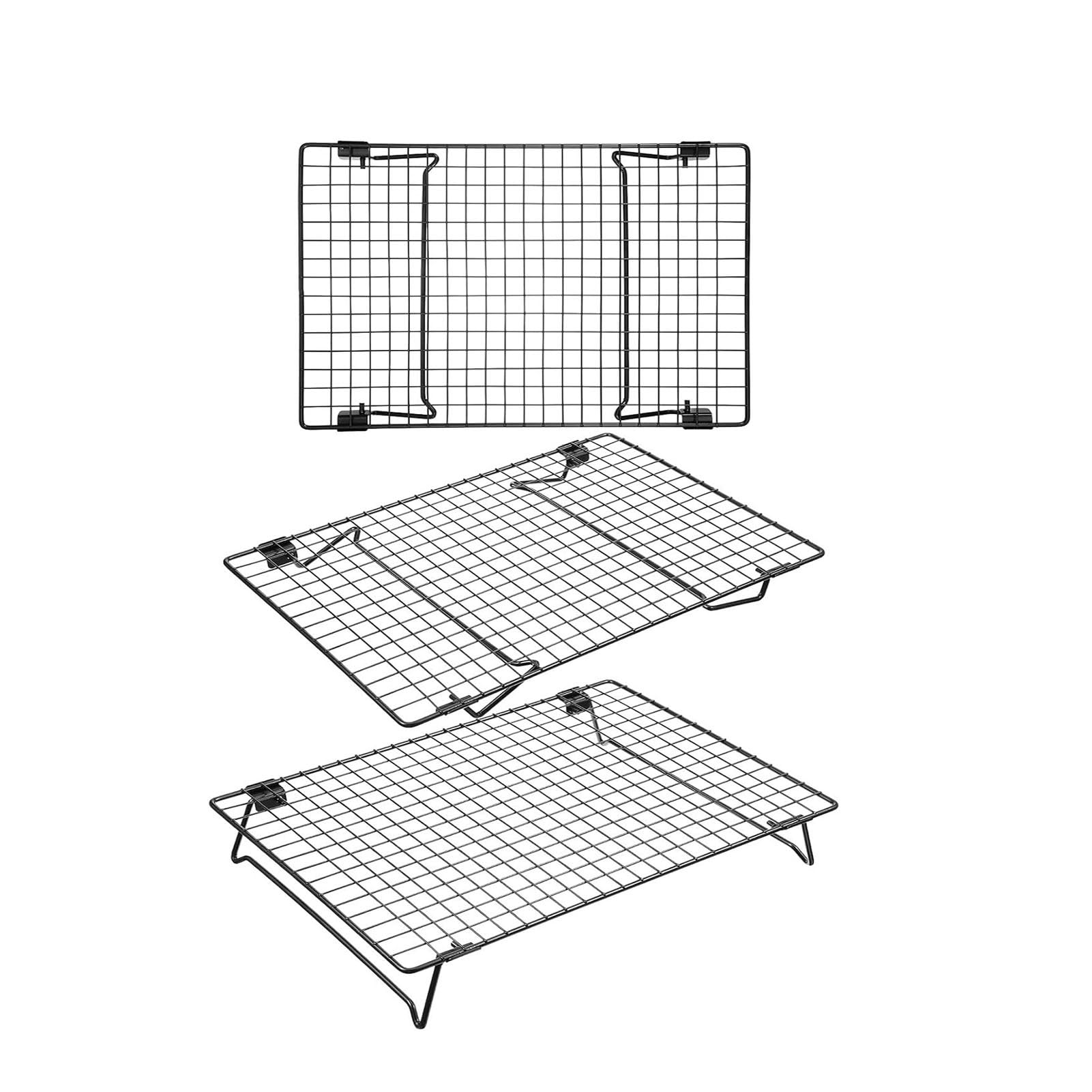 JOUFNING 3 Tier Cooling Rack, Stackable Baking Rack Shelf, Rustproof Heavy Duty Iron Wire Racks, Kitchen Cookie Rack Baking Supplies, for Bread Cake Biscuits and More