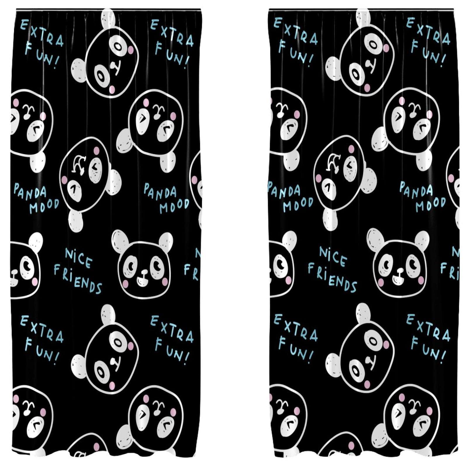 Rideaux occultants motif bébé panda pour chambre d'enfant douce