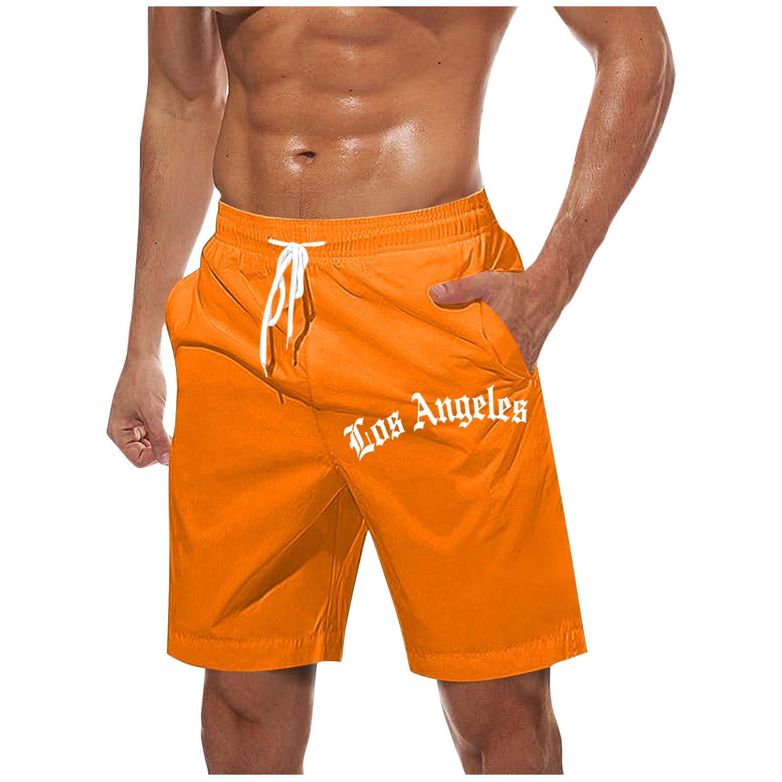 Cambkatl Big and Tall Men's Running Athletic Shorts Casual Summer Elastic Waist Quick Dry Beach Swim Trunks with Pockets