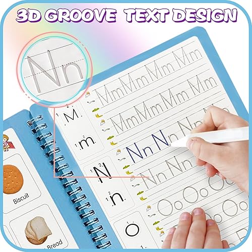 Miniatura 6 de Learn-Journey Cuaderno de escritura de práctica mágica de gran tamaño mejorado para niños, reutilizable para niños, libro de copias reutilizable