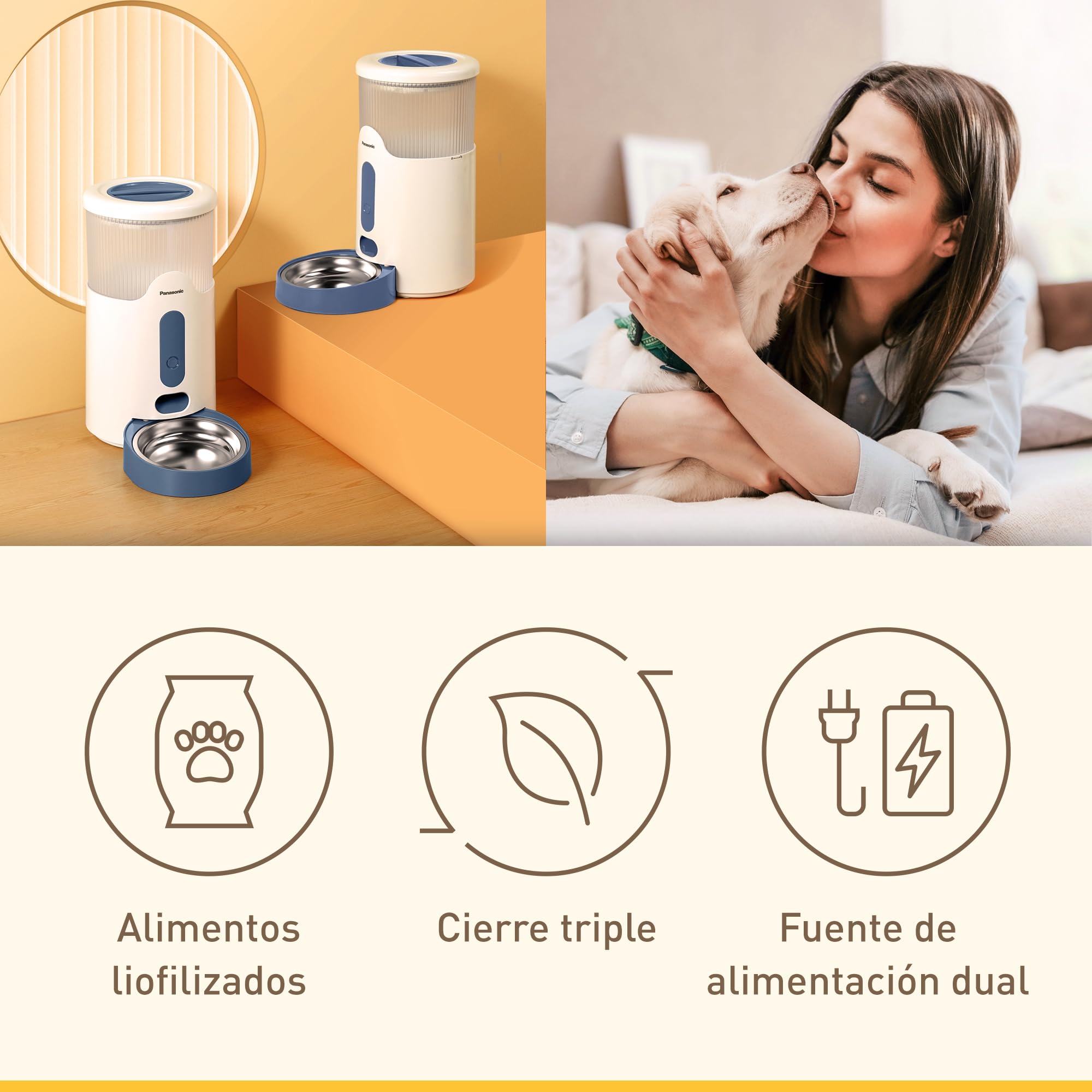 PANASONIC CP-JNF01-W Comedero Inteligente Automático para Mascotas, 2,8L, Wi-Fi, App Control Remoto, Blanco
