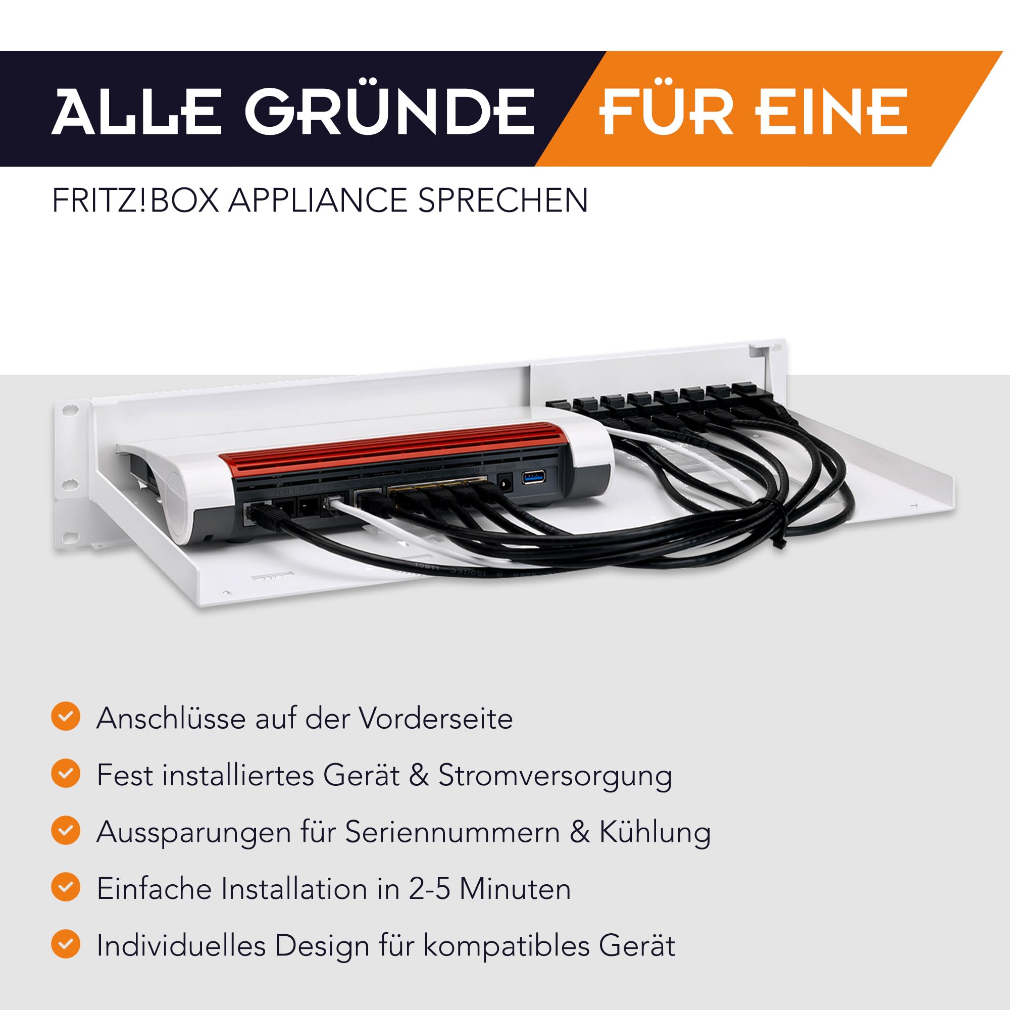Rackmount.IT RM-FB-T3 Upgrade-Kit für Fritz!Box 6890/7590, Weiß, 217 x 482 x 59 mm