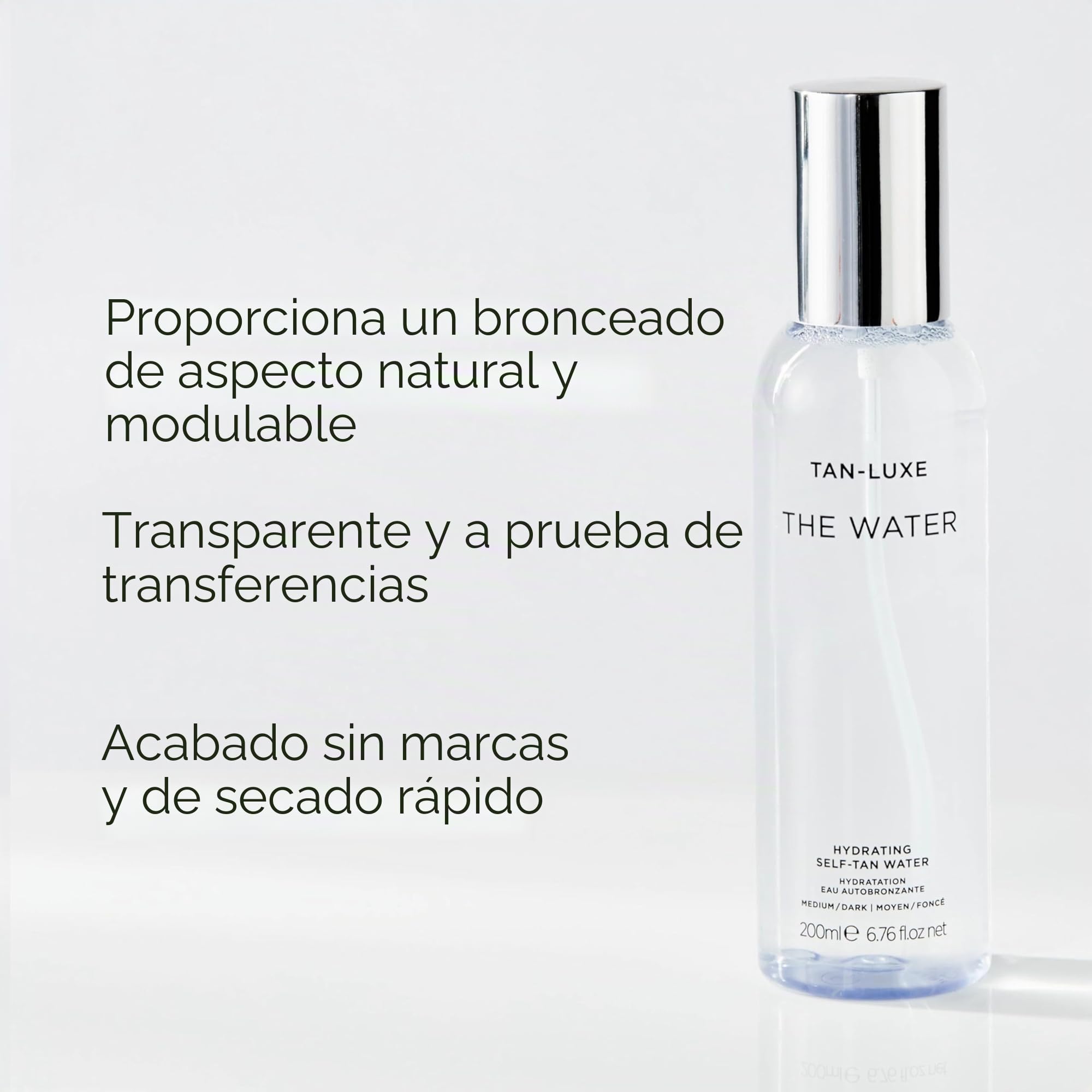 TAN-LUXE THE WATER agua autobronceadora, ligera/media (200 ml), agua autobronceadora, libre de crueldad animal y vegana