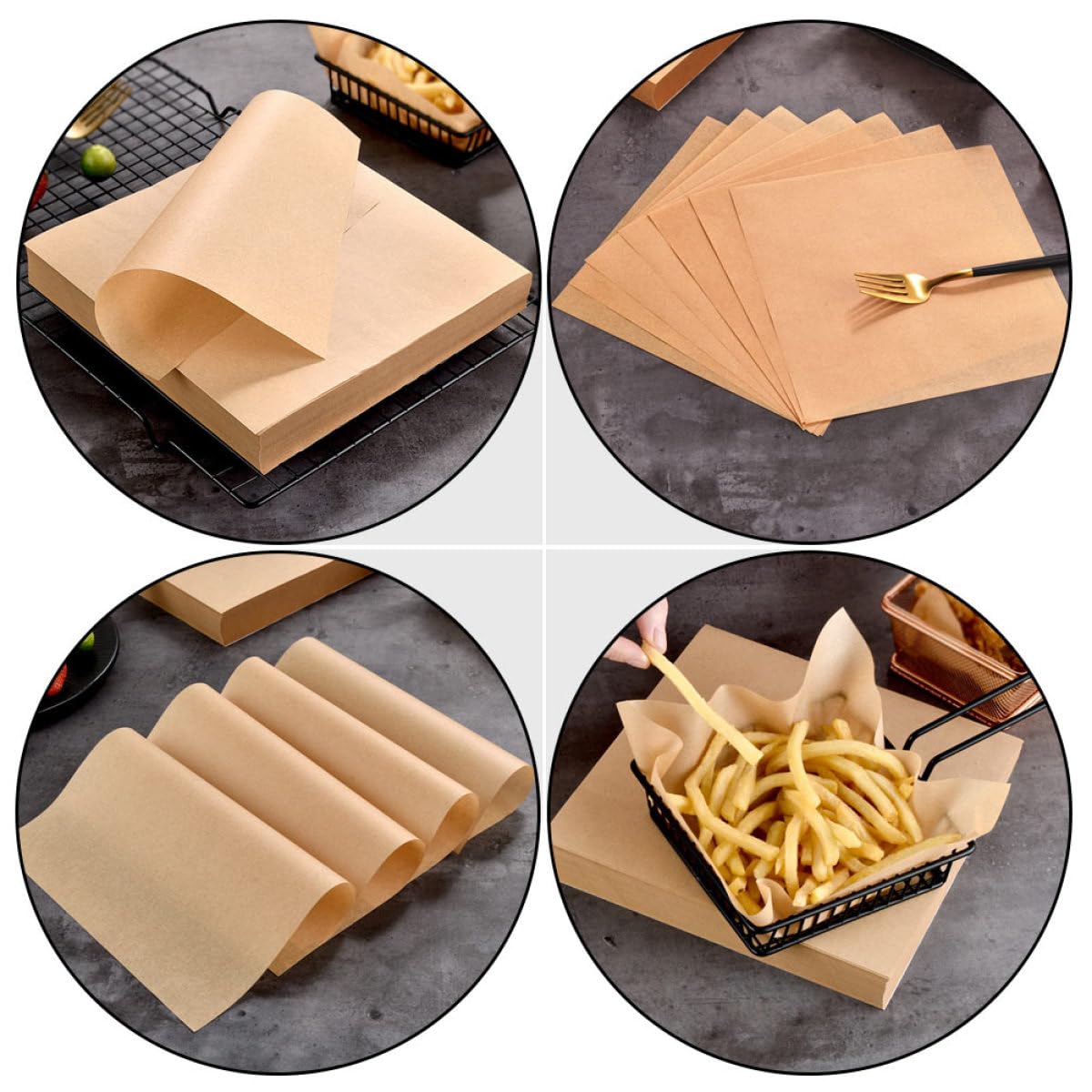 SUPVOX Papel para Hornear Antiadherente 20x20 Cm 500 Hojas Papel Antigrasa 40g Resistente al Calor Comida Frita Snacks Hamburguesas Adecuado para Cocina Fiestas