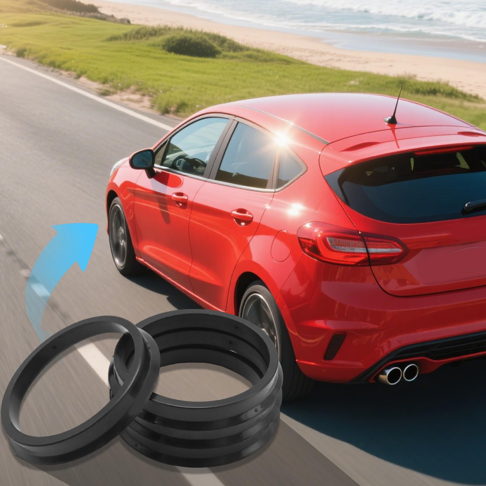 4 anelli centrali per mozzo da 73,1-63,4 mm, anelli centrali per ruota, ricambio per Ford Fiesta, Focus, Mondeo