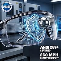 Vista 2 de MORK&SUKY Gafas de seguridad que se ajustan a los anteojos recetados, certificado ANSI Z87, protección ocular antivaho para hombres y mujeres.