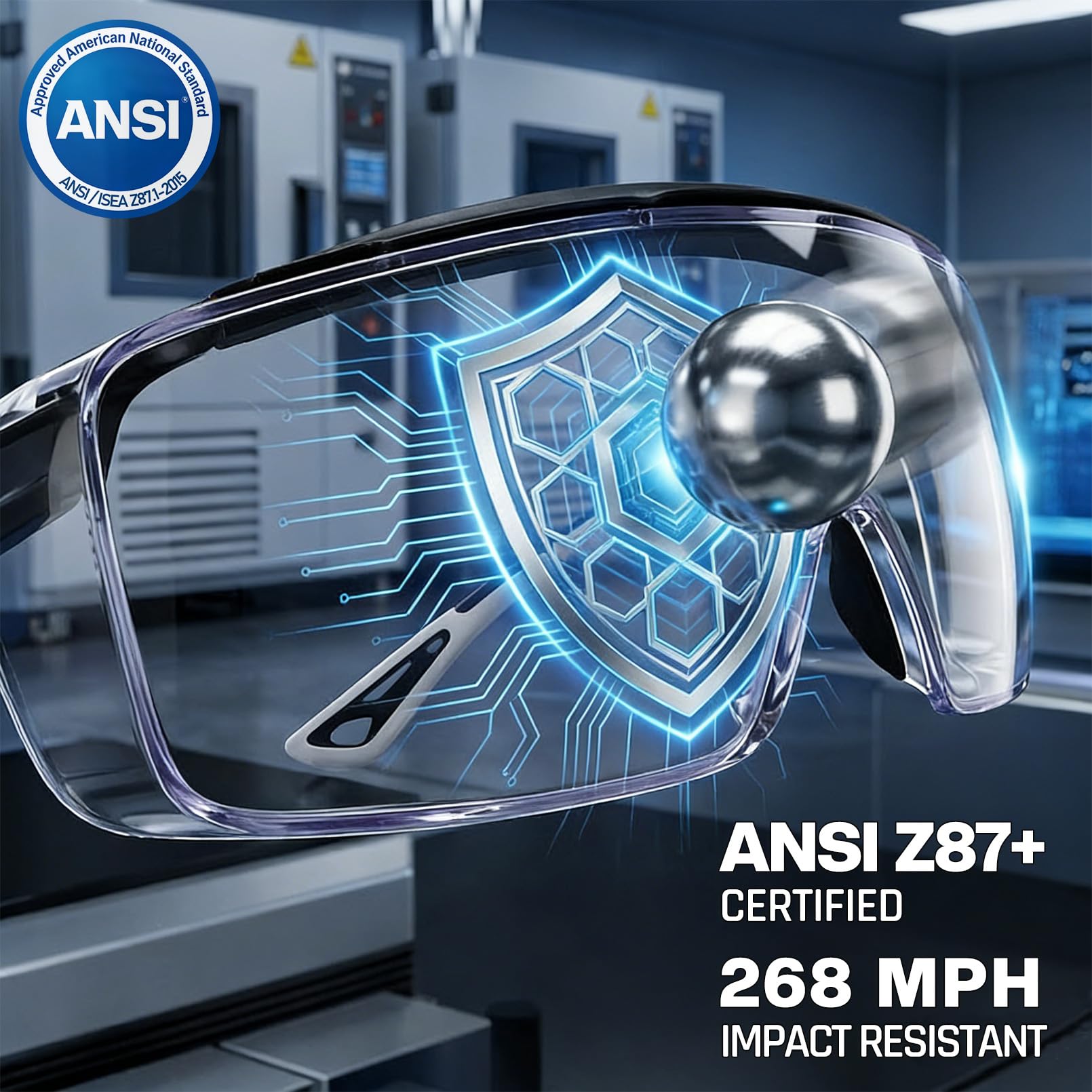 MORK&SUKY Gafas de seguridad que se ajustan a gafas graduadas, certificado ANSI Z87, protección ocular antivaho para hombres y mujeres.