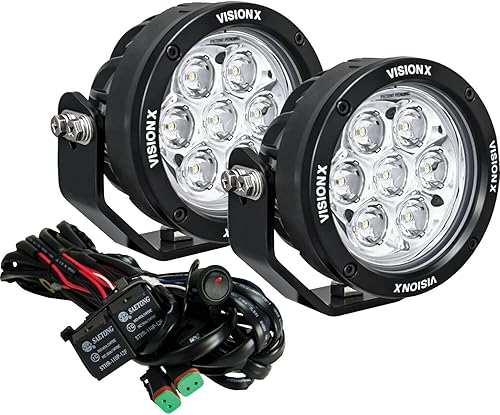 Vision X Lighting CG2-CPM710KIT CG2 - Cañón de luz de 4.7 pulgadas, 7 luces LED (par) (incluye arnés con conectores DT)