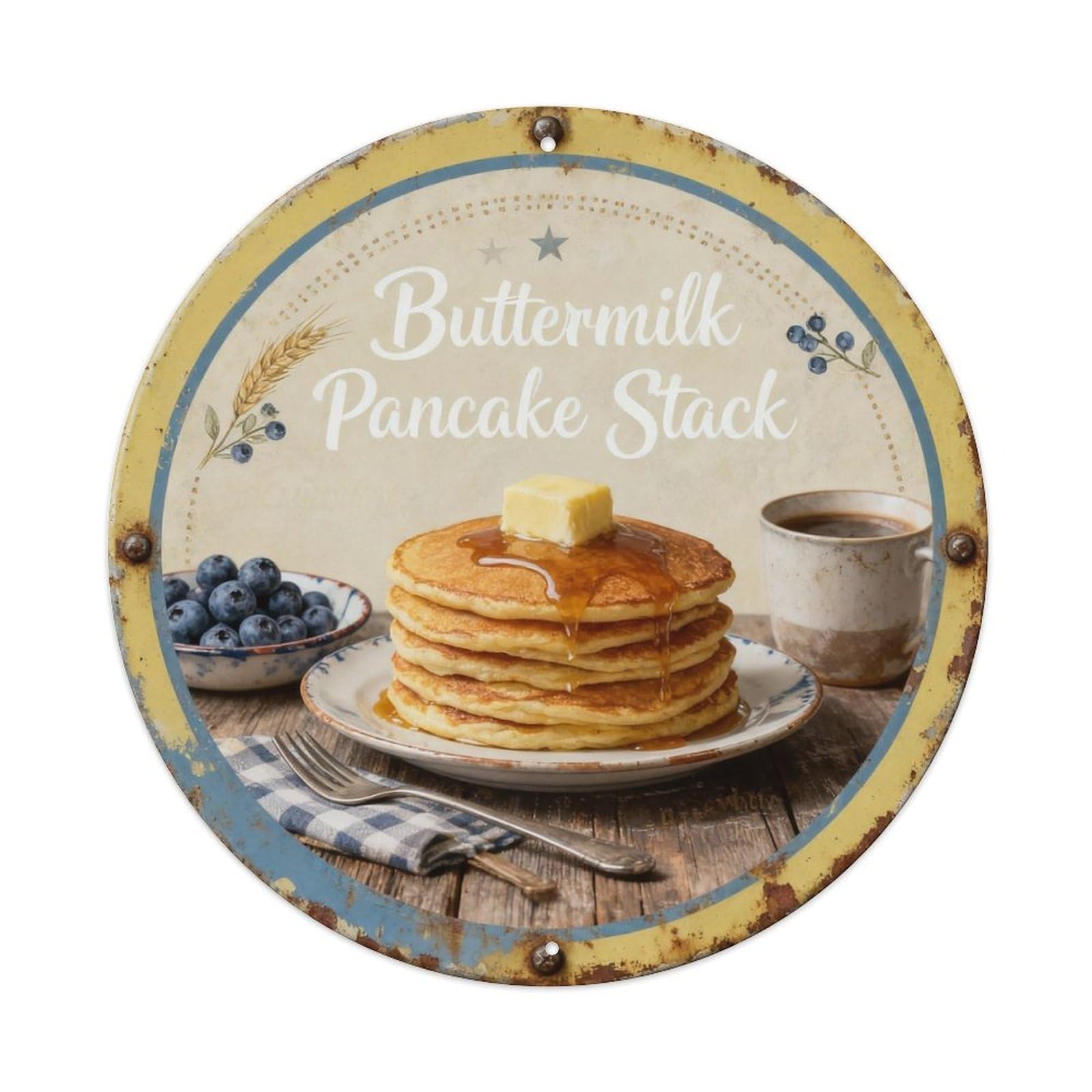 Buttermilk Pancake Stack Metal Tin Sign Plaque