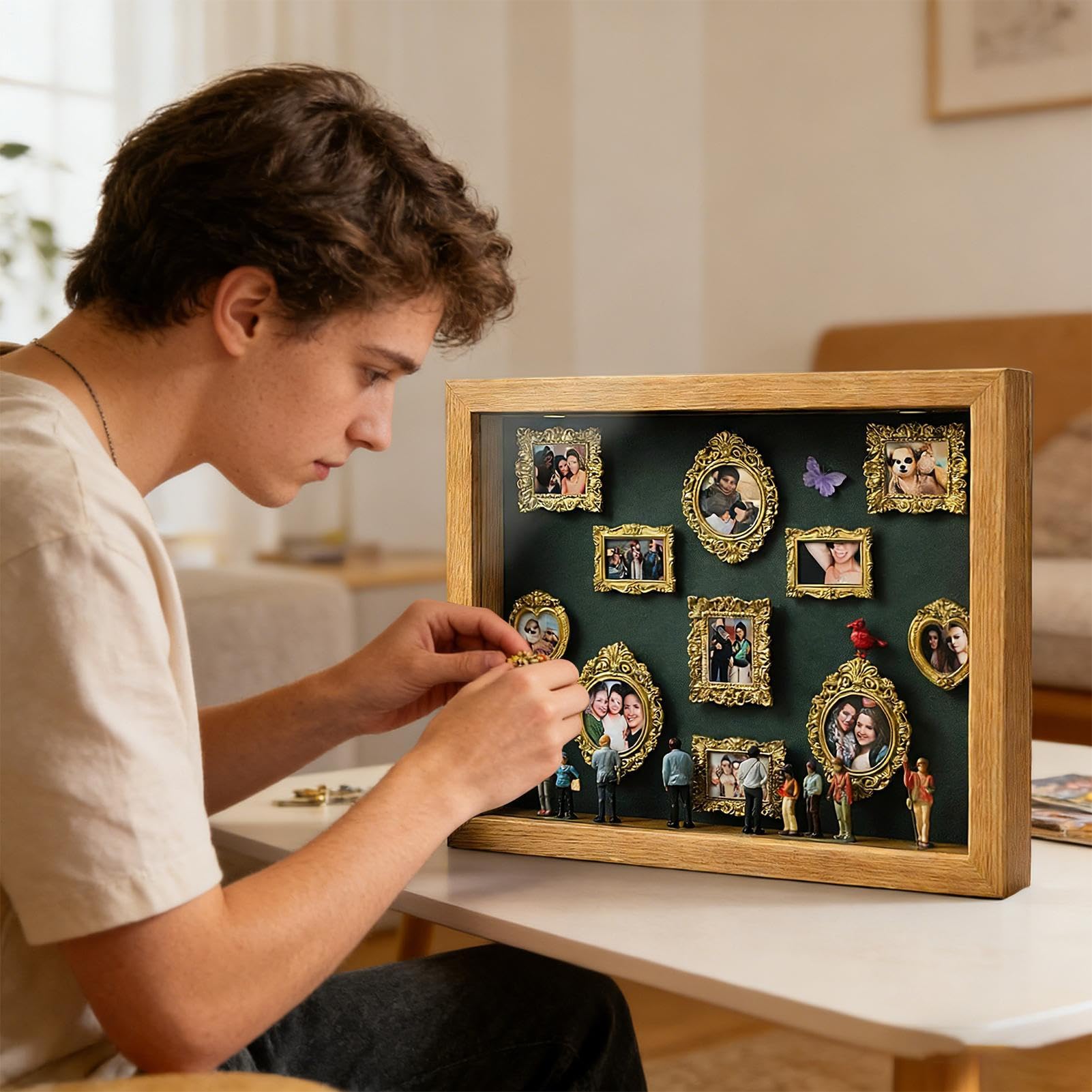 Mini scatola fai da te con sagomas museale, 3D cornice profonda shadow box, kit creativo per esporre i ricordi con mini statuette, regalo significativo per San Valentine e anniversari