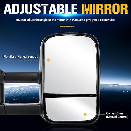 Miniatura 2 de Espejos de remolque compatibles con Chevrolet Silverado 2007-2013 para GMC Sierra 1500 2500 3500 Suburban Tahoe Avalanche Yukon con telescópico