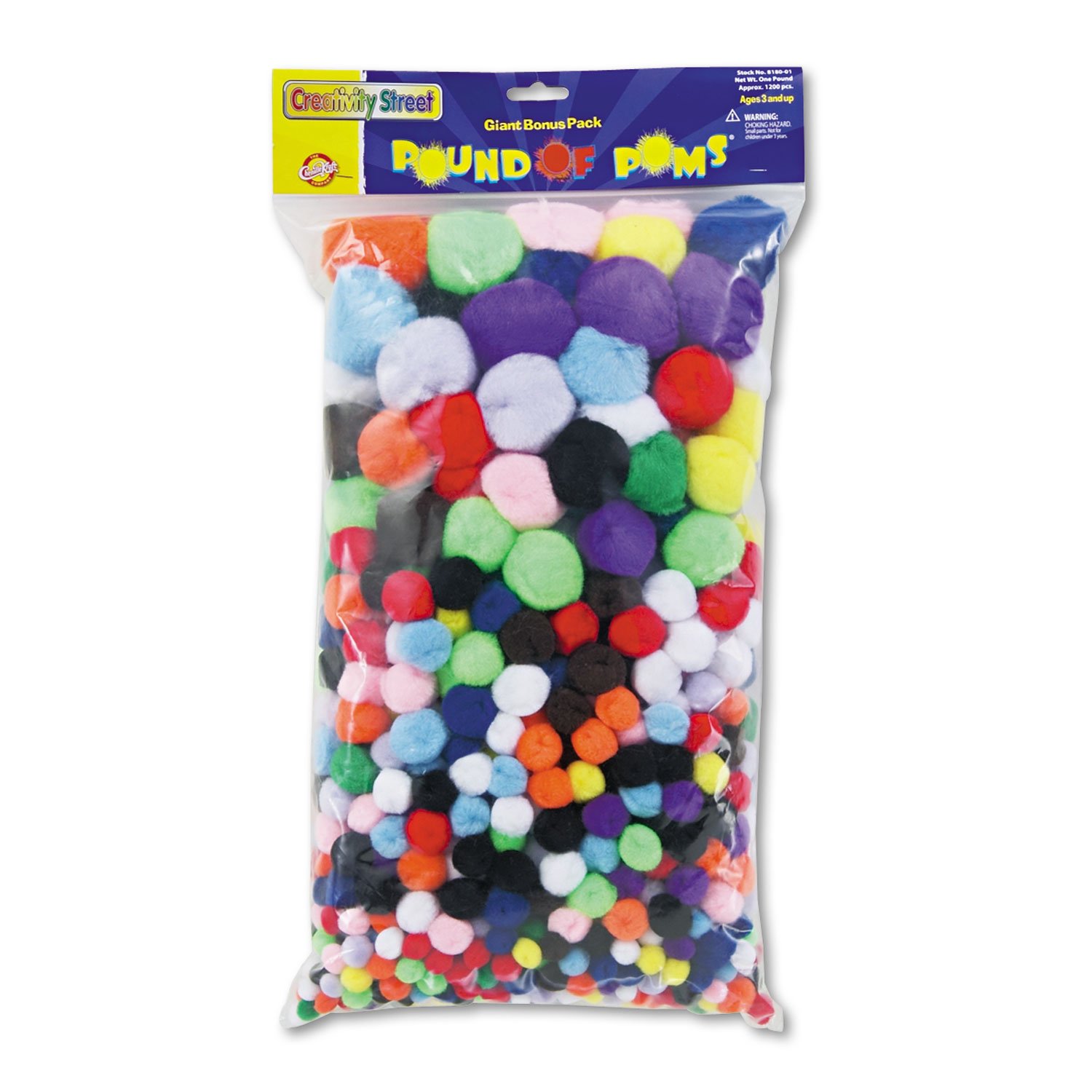 Creativity Street Pound Of Poms Giant Bonus Pack, Assorted Colors, 1,000/pack