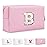 Small Personalized Initial A-Z Patch Makeup Bag,Pink Cute PU Leather Glitter Letter Cosmetic Bag for Teen Girls,Travel Toiletry Bag with Zipper,Preppy Monogrammed Birthday Gift for Daughter Niece B